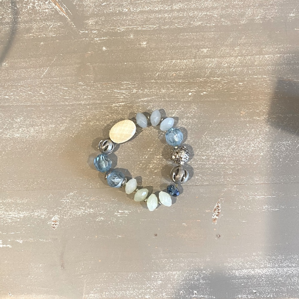 Blue Crystal Rock Statement Stretch Bracelet New … - image 2